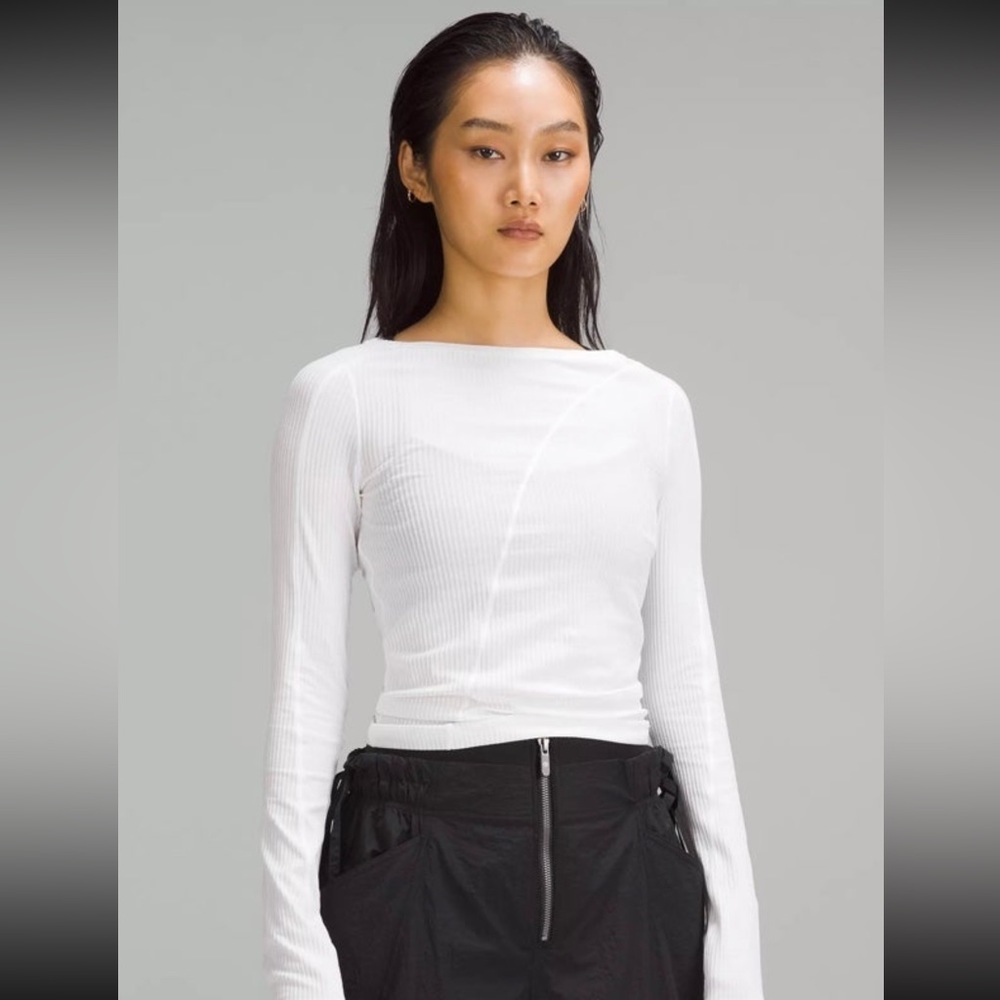 Lululemon asymmetrical ribbed cotton long sleeve XS white NWOT